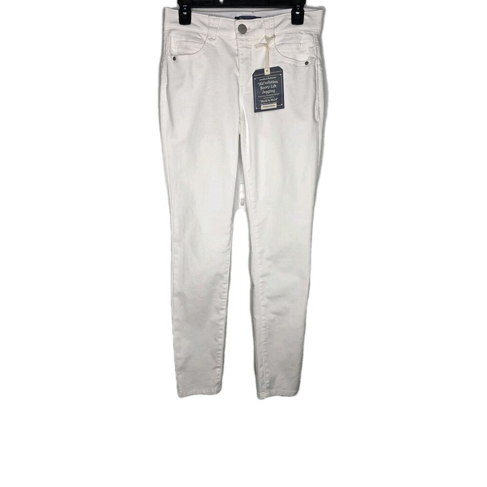Democracy Ab Solution Womens SZ 4 White Jeans Booty Lift Jegging Ankle NWT